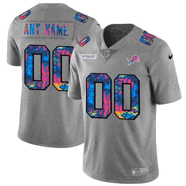 Men's Detroit Lions ACTIVE PLAYER Custom 2020 Grey Crucial Catch Limited Stitched Jersey